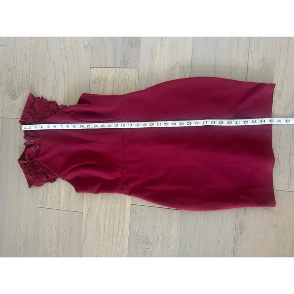 Lulus Burgundy Lace Open Shoulder Bodycon Mini Dress Medium - Picture 6 of 9